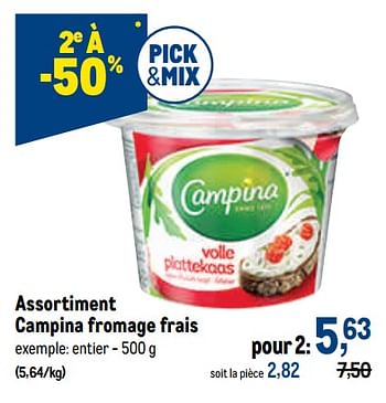 Promoties Campina fromage frais entier - Campina - Geldig van 07/09/2022 tot 20/09/2022 bij Makro