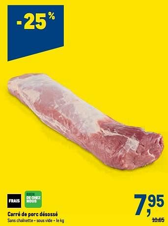 Promotions Carré de porc désossé - Produit maison - Makro - Valide de 07/09/2022 à 20/09/2022 chez Makro