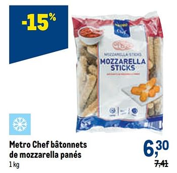 Promotions Metro chef bâtonnets de mozzarella panés - Produit maison - Makro - Valide de 07/09/2022 à 20/09/2022 chez Makro