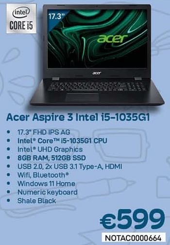 Promotions Acer aspire 3 intel i5-1035g1 - Acer - Valide de 01/09/2022 à 30/09/2022 chez Compudeals