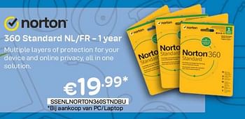 Promotions Norton 360 standard nl-fr - 1 year - Norton - Valide de 01/09/2022 à 30/09/2022 chez Compudeals