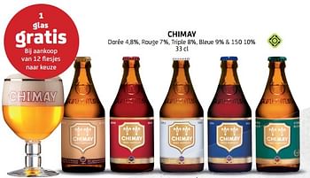 Promoties Chimay 1 glas gratis bij aankoop van 12 flesjes naar keuze - Chimay - Geldig van 09/09/2022 tot 22/09/2022 bij BelBev