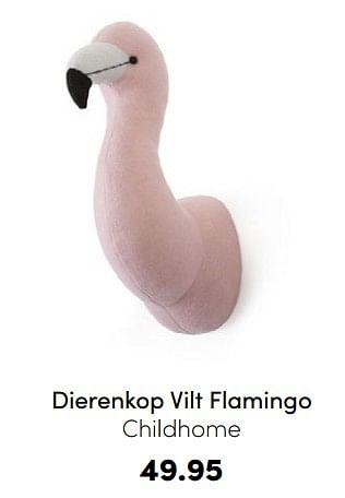 Promoties Dierenkop vilt flamingo childhome - Childhome - Geldig van 04/09/2022 tot 17/09/2022 bij Baby & Tiener Megastore