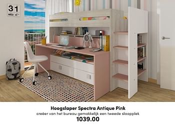 Promoties Hoogslaper spectra antique pink - Huismerk - Baby & Tiener Megastore - Geldig van 04/09/2022 tot 17/09/2022 bij Baby & Tiener Megastore