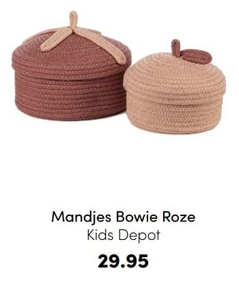 Promoties Mandjes bowie roze kids depot - KidsDepot  - Geldig van 04/09/2022 tot 17/09/2022 bij Baby & Tiener Megastore