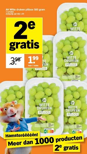 Promoties Ah witte druiven pitloos - Huismerk - Albert Heijn - Geldig van 05/09/2022 tot 11/09/2022 bij Albert Heijn
