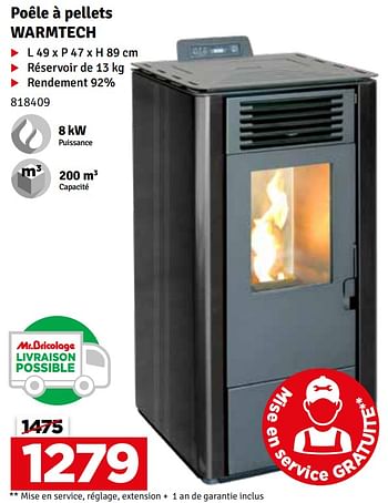 Promoties Poêle à pellets warmtech - WarmTech - Geldig van 06/09/2022 tot 18/09/2022 bij Mr. Bricolage