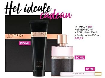 Promoties Intimacy set noir edp + edp roll-on + body lotion - Intimacy - Geldig van 05/09/2022 tot 18/09/2022 bij ICI PARIS XL