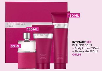 Promoties Intimacy set pink edp + body lotion + shower gel - Intimacy - Geldig van 05/09/2022 tot 18/09/2022 bij ICI PARIS XL