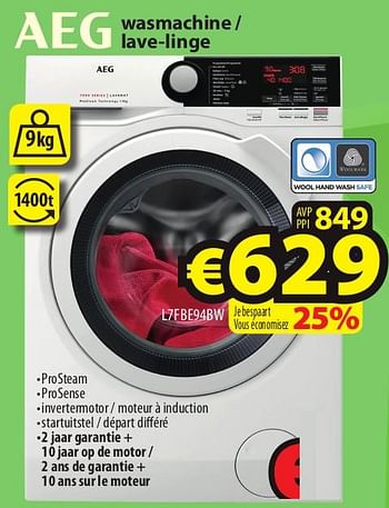 Promotions Aeg wasmachine - lave-linge - AEG - Valide de 07/09/2022 à 14/09/2022 chez ElectroStock