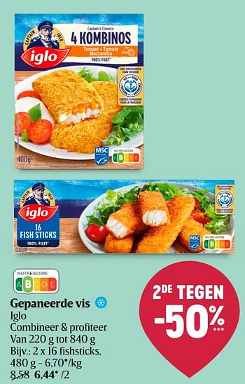 Promoties Fishsticks - Iglo - Geldig van 08/09/2022 tot 14/09/2022 bij Delhaize