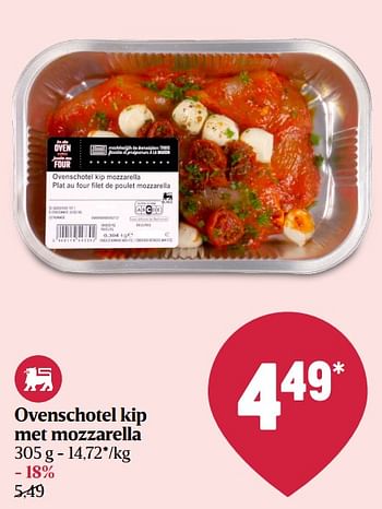 Promoties Ovenschotel kip met mozzarella - Huismerk - Delhaize - Geldig van 08/09/2022 tot 14/09/2022 bij Delhaize