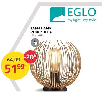 Promoties Tafellamp venezuela - Eglo - Geldig van 07/09/2022 tot 26/09/2022 bij Brico
