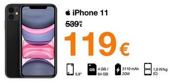 Promotions Apple iphone 11 - Apple - Valide de 06/09/2022 à 11/09/2022 chez Orange