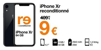 Promoties Apple iphone xr reconditionné - Apple - Geldig van 06/09/2022 tot 11/09/2022 bij Orange