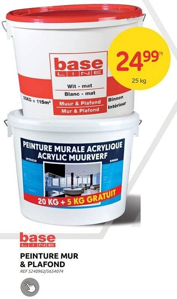 Promotions Peinture mur + plafond - Base Line - Valide de 07/09/2022 à 26/09/2022 chez Brico