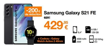 Promotions Samsung galaxy s21 fe - Samsung - Valide de 06/09/2022 à 11/09/2022 chez Orange