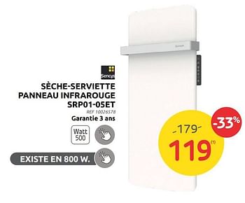 Promotions Sencys sèche-serviette panneau infrarouge srp01-05et - Sencys - Valide de 07/09/2022 à 26/09/2022 chez Brico
