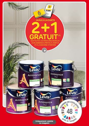 Promotions 2+1 gratuit sur toutes les peintures murales levis ambiance - Levis - Valide de 07/09/2022 à 26/09/2022 chez Brico