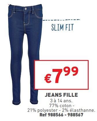 Promotions Jeans fille - Produit maison - Trafic  - Valide de 07/09/2022 à 12/09/2022 chez Trafic