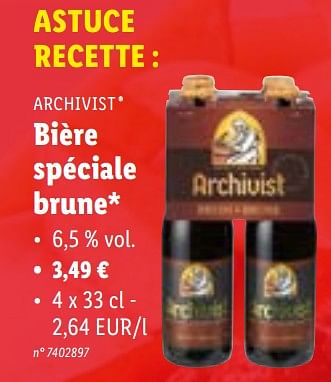 Promotions Bière spéciale brune - Archivist - Valide de 12/09/2022 à 17/09/2022 chez Lidl