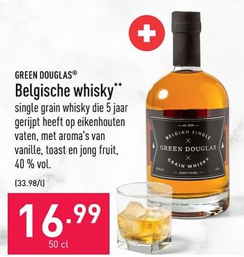 Promoties Belgische whisky - GREEN DOUGLAS - Geldig van 14/09/2022 tot 23/09/2022 bij Aldi