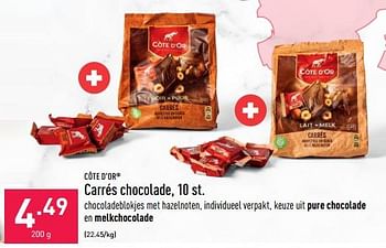 Promoties Carrés chocolade - Cote D'Or - Geldig van 14/09/2022 tot 23/09/2022 bij Aldi