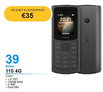 Promoties Nokia 110 4g - Nokia - Geldig van 06/09/2022 tot 30/09/2022 bij Auva