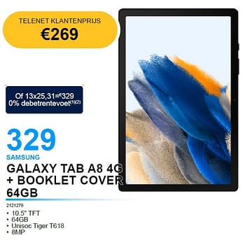 Promoties Samsung galaxy tab a8 4g + booklet cover 64gb - Samsung - Geldig van 06/09/2022 tot 30/09/2022 bij Auva