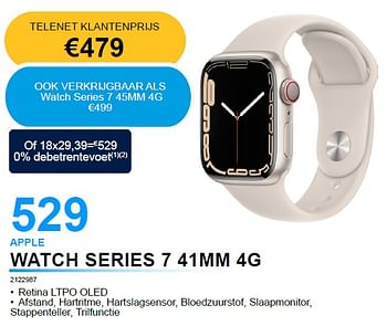 Promoties Apple watch series 7 41mm 4g - Apple - Geldig van 06/09/2022 tot 30/09/2022 bij Auva
