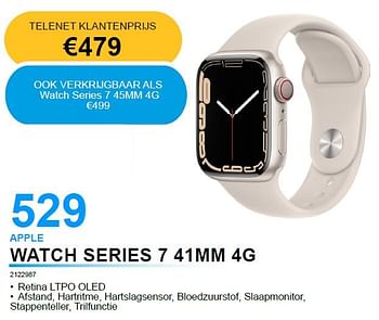 Promoties Apple watch series 7 41mm 4g - Apple - Geldig van 06/09/2022 tot 30/09/2022 bij Beecom