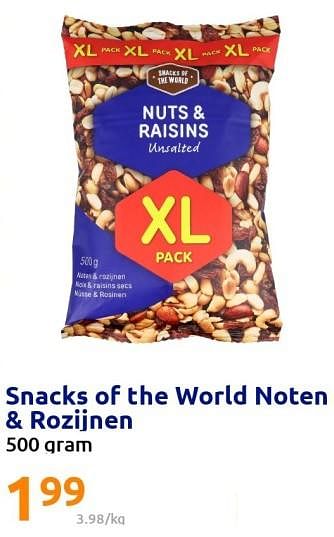 Promoties Snacks of the world noten + rozijnen - Snacks of the World - Geldig van 07/09/2022 tot 13/09/2022 bij Action