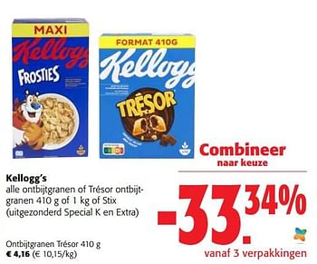 Promoties Kellogg’s ontbijtgranen trésor - Kellogg's - Geldig van 07/09/2022 tot 20/09/2022 bij Colruyt