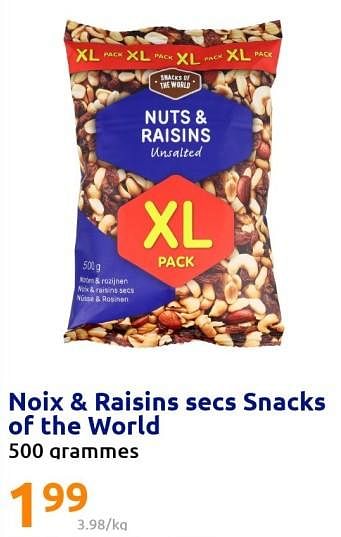 Promotions Noix + raisins secs snacks of the world - Snacks of the World - Valide de 07/09/2022 à 13/09/2022 chez Action