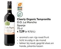 Clearly organic tempranillo d.o. la mancha spanje-Rode wijnen