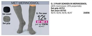 Promotions 2 paar sokken in merinoswol - Produit Maison - Damart - Valide de 01/10/2022 à 15/12/2022 chez Damart