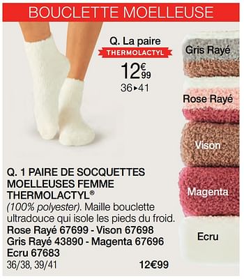 Promotions 1 paire de socquettes moelleuses femme thermolactyl - Produit Maison - Damart - Valide de 01/10/2022 à 15/12/2022 chez Damart