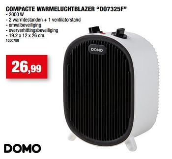 Promoties Domo elektro compacte warmeluchtblazer do7325f - Domo elektro - Geldig van 09/09/2022 tot 16/09/2022 bij Hubo