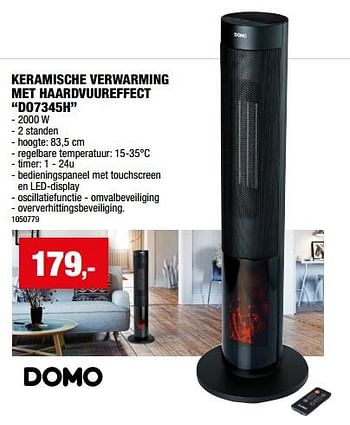 Promoties Domo elektro keramische verwarming met haardvuureffect do7345h - Domo elektro - Geldig van 09/09/2022 tot 16/09/2022 bij Hubo