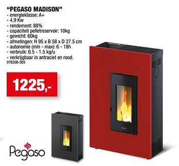 Promoties Pelletkachel pegaso madison - Pegaso - Geldig van 09/09/2022 tot 16/09/2022 bij Hubo