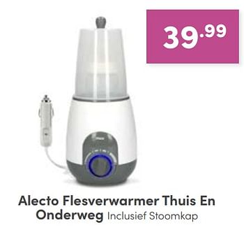 Promoties Alecto flesverwarmer thuis en onderweg inclusief stoomkap - Alecto - Geldig van 11/09/2022 tot 17/09/2022 bij Baby & Tiener Megastore