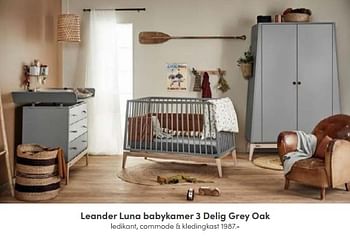 Promoties Leander luna babykamer 3 delig grey oak - Leander - Geldig van 11/09/2022 tot 17/09/2022 bij Baby & Tiener Megastore