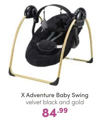 Promoties X adventure baby swing velvet black and gold - Xadventure - Geldig van 11/09/2022 tot 17/09/2022 bij Baby & Tiener Megastore