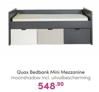 Promoties Quax bedbank mini mezzanine moonshadow incl uitvalbescherming - Quax - Geldig van 11/09/2022 tot 17/09/2022 bij Baby & Tiener Megastore