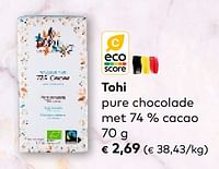Tohi pure chocolade met 74 % cacao-Tohi