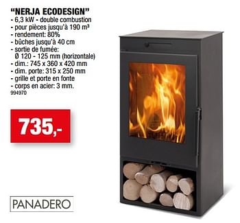 Promotions Poêles à boi nerja ecodesign - Panadero - Valide de 09/09/2022 à 16/09/2022 chez Hubo