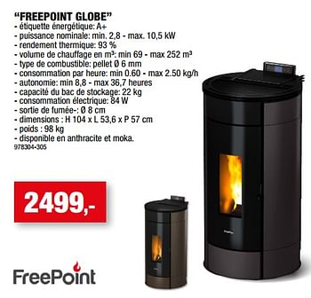 Promotions Poêles à pellet freepoint globe - Freepoint - Valide de 09/09/2022 à 16/09/2022 chez Hubo