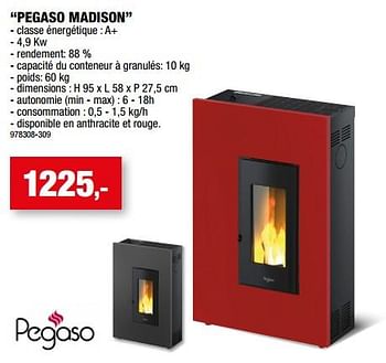 Promotions Poêles à pellet pegaso madison - Pegaso - Valide de 09/09/2022 à 16/09/2022 chez Hubo