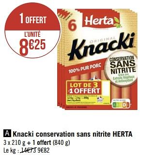 Promotions Knacki conservation sans nitrite herta - Herta - Valide de 12/09/2022 à 25/09/2022 chez Géant Casino