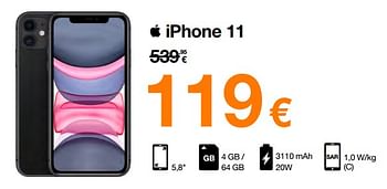 Promoties Apple iphone 11 - Apple - Geldig van 12/09/2022 tot 02/10/2022 bij Orange